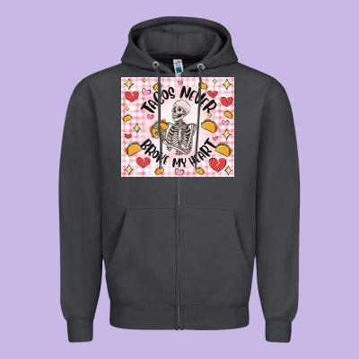 Tacos Never Broke My Heart Zipper Hoodie Designed By Maliassmallbusiness