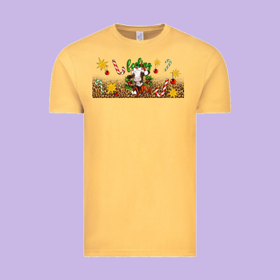 Christmas Feeling Jolly Cow Vintage Tee Designed By Artiststas