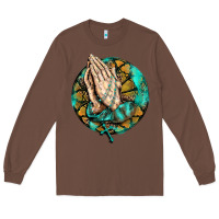 Chestnut western praying hands prayer rosary  faith cross Long Sleeve Tee - BarkalooDesign