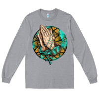 Heather Grey western praying hands prayer rosary  faith cross Long Sleeve Tee - BarkalooDesign