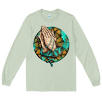 Matcha western praying hands prayer rosary  faith cross Long Sleeve Tee - BarkalooDesign
