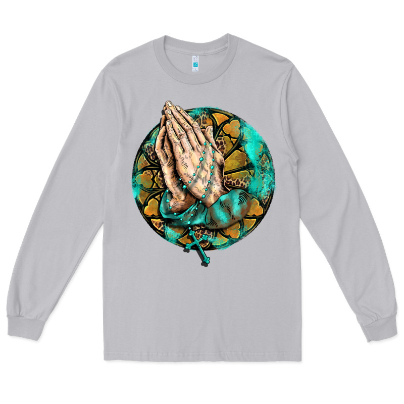 Western Praying Hands Prayer Rosary  Faith Cross Long Sleeve Tee by BarkalooDesign | Teevron