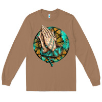 Toasted Coconut western praying hands prayer rosary  faith cross Long Sleeve Tee - BarkalooDesign