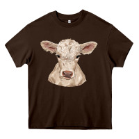 Chocolate Brown charolais calf Heavy Core Tee - RanaPortraitStore