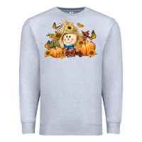 Heather Grey fall scarecrow Premium Sweatshirt - LillyAllenDesigns