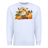 White fall scarecrow Premium Sweatshirt - LillyAllenDesigns