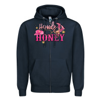Navy howdy honey Zipper Hoodie - MaliasSmallBusiness