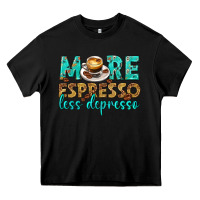 Black more espresso less depresso western Heavy Core Tee - texasbilliewilder