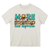 Cream more espresso less depresso western Heavy Core Tee - texasbilliewilder