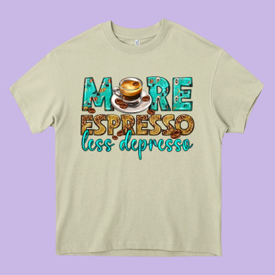More Espresso Less Depresso Western Heavy Core Tee Designed By Texasbilliewilder