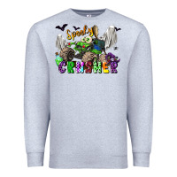 Heather Grey spooky crusher monster truck Premium Sweatshirt - LillyAllenDesigns