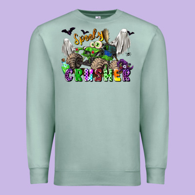 Spooky Crusher Monster Truck Premium Sweatshirt Designed By Lillyallendesigns