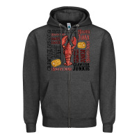 Charcoal Heather crawfish junkie Zipper Hoodie - MaliasSmallBusiness