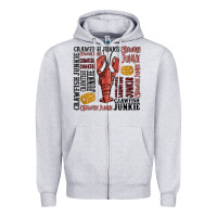 Heather Grey crawfish junkie Zipper Hoodie - MaliasSmallBusiness