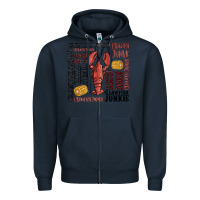 Navy crawfish junkie Zipper Hoodie - MaliasSmallBusiness