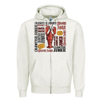 Oatmeal Heather crawfish junkie Zipper Hoodie - MaliasSmallBusiness