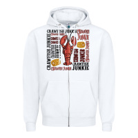 White crawfish junkie Zipper Hoodie - MaliasSmallBusiness