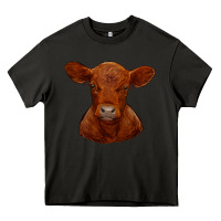 Asphalt red angus calf Heavy Core Tee - RanaPortraitStore