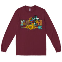 Burgundy western faith arrow sunflowers Long Sleeve Tee - BarkalooDesign
