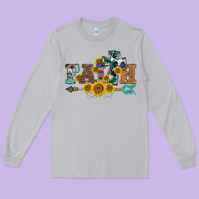 Western Faith Arrow Sunflowers Long Sleeve Tee Designed By Barkaloodesign