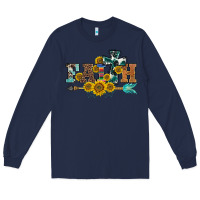 Navy western faith arrow sunflowers Long Sleeve Tee - BarkalooDesign