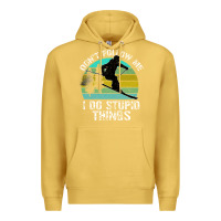 Antique Gold Don t Follow Me I Do Stupid Things Premium Hoodie - Bettercallsaul