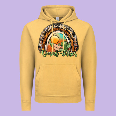 Desert Vibes Rainbow Vintage Hoodie Designed By Jahusdesignshop