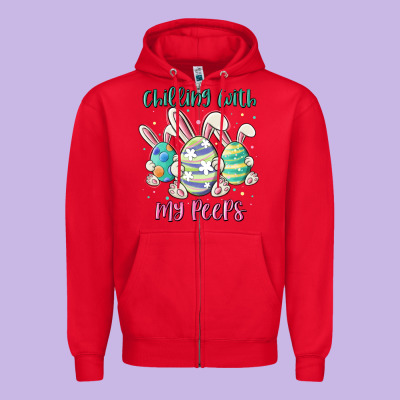 Chilling With My Peeps Zipper Hoodie Designed By Maliassmallbusiness
