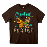 Chocolate Brown created with a purpose ephesians 2 10 Heavy Core Tee - RanaPortraitStore