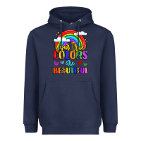 Navy name vibrant positivity rainbow art Heavyweight Hoodie - LillyAllenDesigns