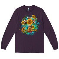Plum western belive sunflowers cross Long Sleeve Tee - BarkalooDesign