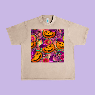 Halloween Witchy Pumpkin Seamless Pattern Urban Heavy Tee Designed By Bundleandbundleshop