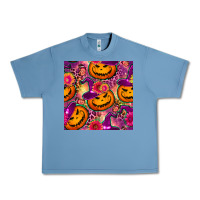 Pebble Blue halloween witchy pumpkin seamless pattern Urban Heavy Tee - BundleAndBundleShop