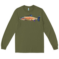 Army Green Rainbow Trout Long Sleeve Tee - LillyAllenDesigns