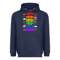 Navy rainbow pride celebration Heavyweight Hoodie - LillyAllenDesigns
