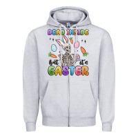 Heather Grey dead inside but it's easter Zipper Hoodie - MaliasSmallBusiness