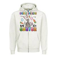 Oatmeal Heather dead inside but it's easter Zipper Hoodie - MaliasSmallBusiness