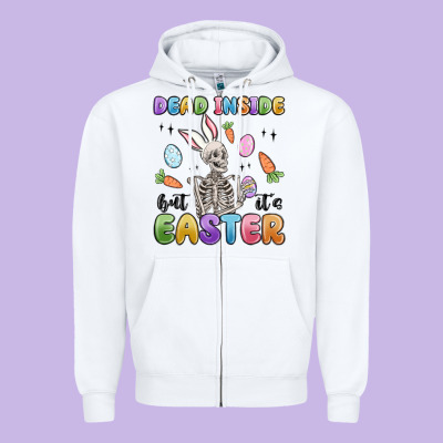 Dead Inside But It's Easter Zipper Hoodie Designed By Maliassmallbusiness