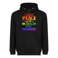 Black inspirational words in rainbow colors Heavyweight Hoodie - LillyAllenDesigns