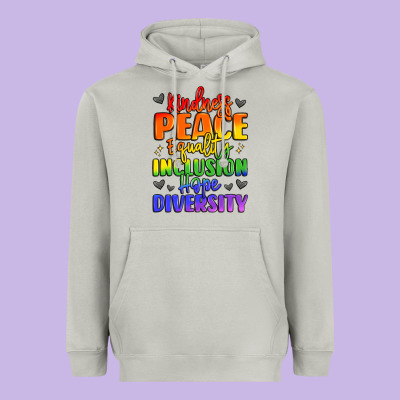 Inspirational Words In Rainbow Colors Heavyweight Hoodie Designed By Lillyallendesigns