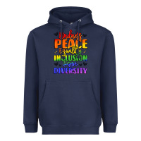 Navy inspirational words in rainbow colors Heavyweight Hoodie - LillyAllenDesigns