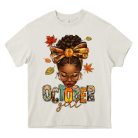 Cream october girl afro woman fall Heavy Core Tee - texasbilliewilder