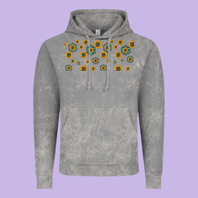 Sunflowers And Turquoise 16oz Libbey Glass Vintage Hoodie Designed By Hra Design Shop
