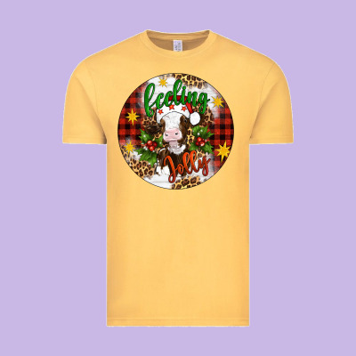 Christmas Feeling Jolly Cow Ornament Vintage Tee Designed By Artiststas
