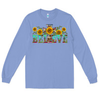 Colony Blue western believe sunflowers flowers Long Sleeve Tee - BarkalooDesign