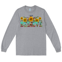 Heather Grey western believe sunflowers flowers Long Sleeve Tee - BarkalooDesign