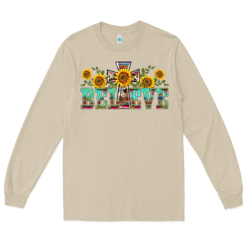 Western Believe Sunflowers Flowers Long Sleeve Tee by BarkalooDesign | Teevron