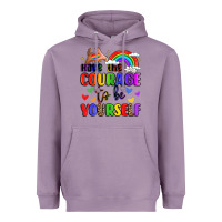 Lavender courage to be yourself rainbow message Heavyweight Hoodie - LillyAllenDesigns