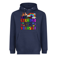 Navy courage to be yourself rainbow message Heavyweight Hoodie - LillyAllenDesigns