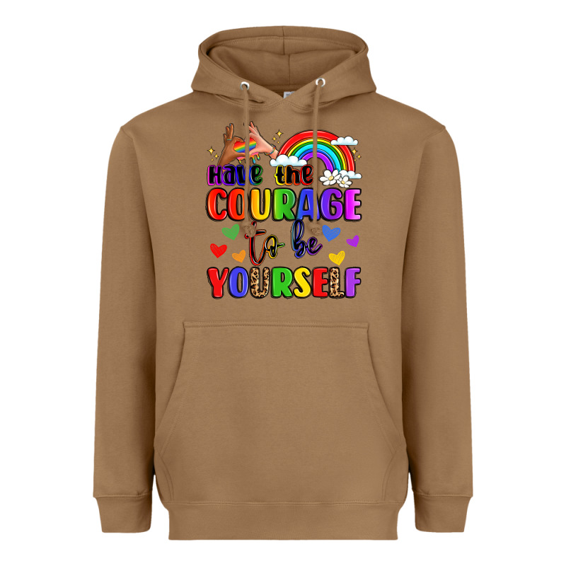 Courage To Be Yourself Rainbow Message Heavyweight Hoodie by LillyAllenDesigns | Teevron